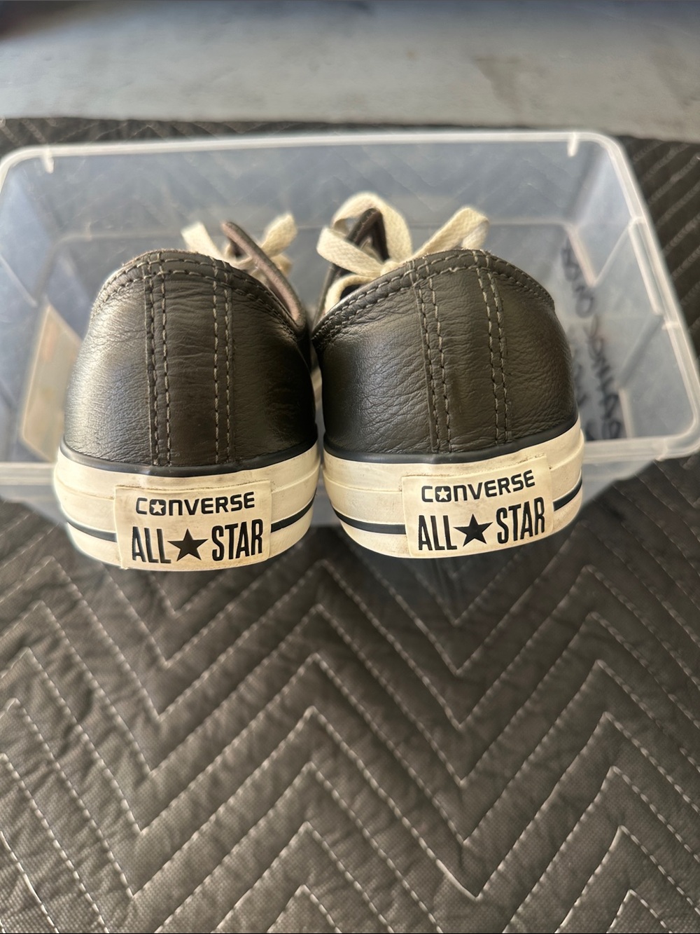 Converse Black Low-Top Leather Sneakers with White Accents - Picture 3 of 4